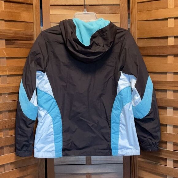 ZeroXposur Girls L Jacket Brown White Blue Coffeebean Reversible Coat Polyester - Picture 2 of 11